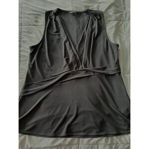 Banana Republic Large V-Neck Ruche Black Goth Blouse‎ sx LARGE